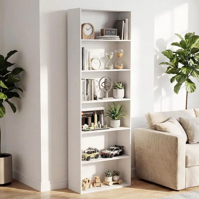 Main image of 71" Tall 6-Tier Bookshelf, Large Open Display Bookcase with Ample Storage, Floor Standing Book Shelf for Living Room, Home Office, Bed Room, White