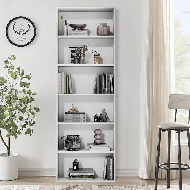 Alt view image 3 of 6 - 71" Tall 6-Tier Bookshelf, Large Open Display Bookcase with Ample Storage, Floor Standing Book Shelf for Living Room, Home Office, Bed Room, White