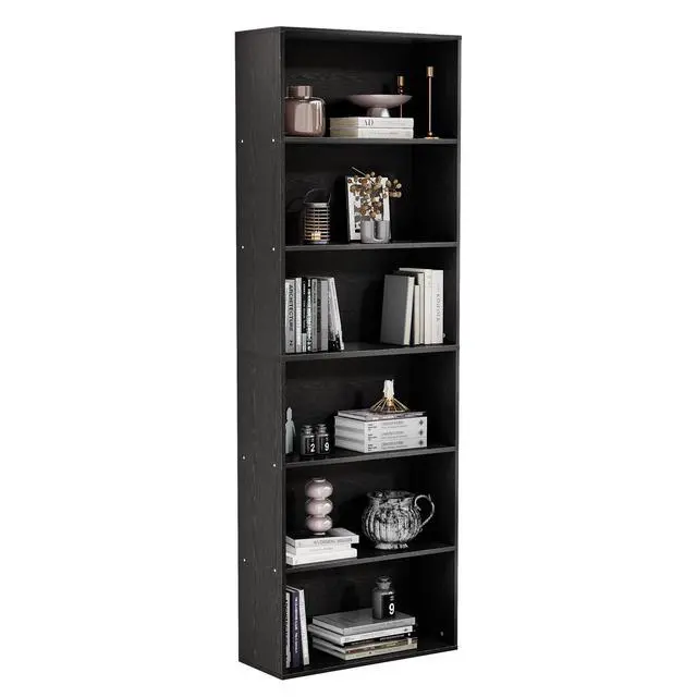 Alt view image 4 of 6 - 71" Tall 6-Tier Bookshelf, Large Open Display Bookcase with Ample Storage, Floor Standing Book Shelf for Living Room, Home Office, Bed Room, Black