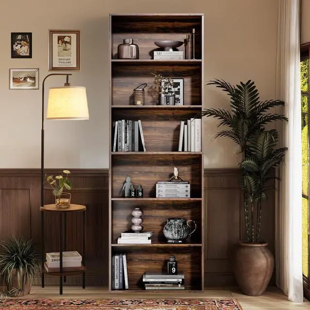 Alt view image 3 of 6 - 71" Tall 6-Tier Bookshelf, Large Open Display Bookcase with Ample Storage, Floor Standing Book Shelf for Living Room, Home Office, Bed Room, Brown