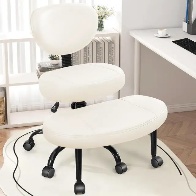Main image of Criss Cross Office Chair - ADHD Cross Legged Chair with Wheels - Adjustable Height Ergonomic Kneeling Desk Chairs for Meditation Yoga Home Office with Backrest, 360°Rotating Footrest -White