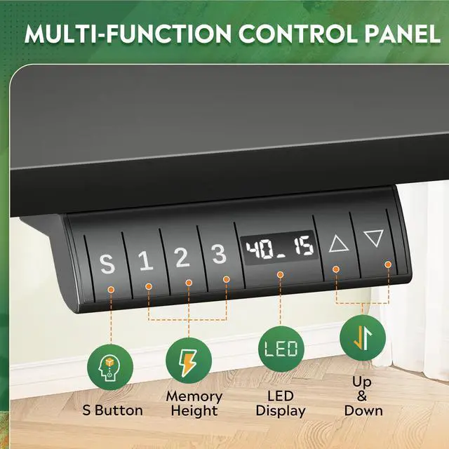 Alt view image 5 of 6 - 63 Inch L Shaped Electric Standing Desk, 3 Adjustable Computer Desk for Home Office, Ergonomic Sit to Stand Desk with LED Touchscreen,Headphone Hook, 3 Memory Preset, with Split Top, Maple
