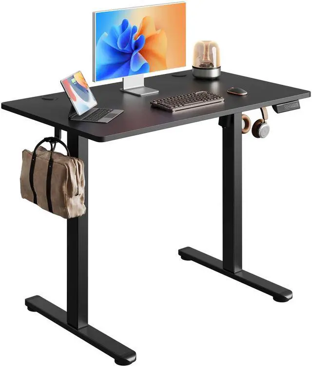 Main image of 40 Inch Electric Standing Desk, 3 Adjustable Computer Desk for Home Office, Ergonomic Sit to Stand Desk with LED Touchscreen,Headphone Hook, 3 Memory Preset, with One-Piece Desktop, Black