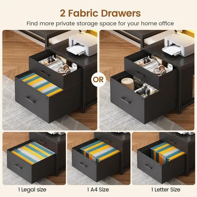 Alt view image 6 of 6 - L Shaped Gaming Desk, 78.7 Large Computer Desk with Drawers and Power Outlet & LED Light, Corner Gaming Desk with Storage Shelves, Display Cabinet for Home Office, Black