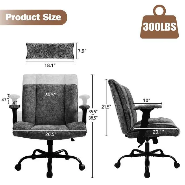 Alt view image 2 of 6 - Criss Cross Chair with Wheels & Flip Arms, Wide Cross Legged Office Chair with Adjustable Tilt Criss-Cross Desk Chair with Lumbar Support for Home Office, Bedroom, Apartment Black