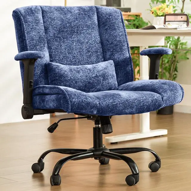 Main image of Criss Cross Chair with Wheels & Flip Arms, Wide Cross Legged Office Chair with Adjustable Tilt Criss-Cross Desk Chair with Lumbar Support for Home Office, Bedroom, Apartment Blue
