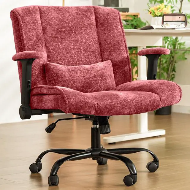 Main image of Criss Cross Chair with Wheels & Flip Arms, Wide Cross Legged Office Chair with Adjustable Tilt Criss-Cross Desk Chair with Lumbar Support for Home Office, Bedroom, Apartment Red