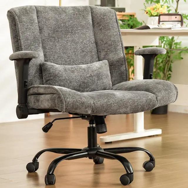 Main image of Criss Cross Chair with Wheels & Flip Arms, Wide Cross Legged Office Chair with Adjustable Tilt Criss-Cross Desk Chair with Lumbar Support for Home Office, Bedroom, Apartment Gray