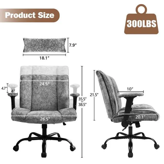 Alt view image 2 of 6 - Criss Cross Chair with Wheels & Flip Arms, Wide Cross Legged Office Chair with Adjustable Tilt Criss-Cross Desk Chair with Lumbar Support for Home Office, Bedroom, Apartment Gray