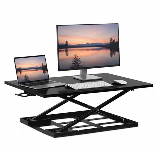 Main image of Standing Desk Converter 32" x 22" Sit Stand Desk Riser with Gas Spring Lift, Slim 2.5" Low Profile, Height Adjustable Desktop Workstation, Preassembled Sit-Stand Solution for Home & Office