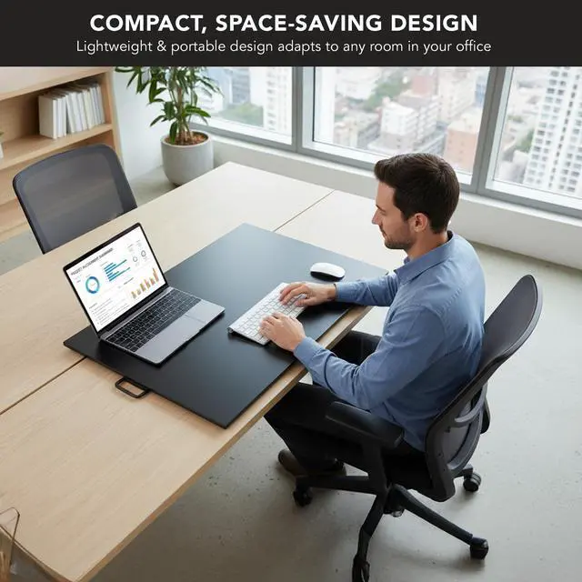 Alt view image 3 of 6 - Standing Desk Converter 32" x 22" Sit Stand Desk Riser with Gas Spring Lift, Slim 2.5" Low Profile, Height Adjustable Desktop Workstation, Preassembled Sit-Stand Solution for Home & Office