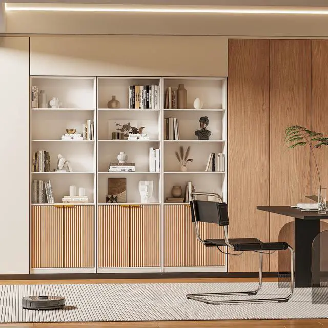 Alt view image 5 of 6 - 69" Tall Book Shelve Bookcases with Doors, Floor Standing 6 Shelf Display Shelves, Freestanding Shelving Unit with Closed Doors for Storage, Home Decor Furniture for Living Room Home Office