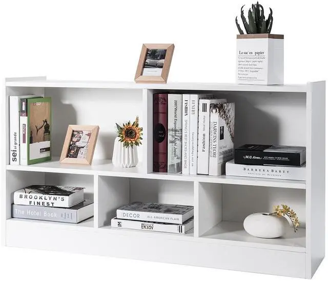 Main image of 5 Cube Bookcase, 2 Tier Wooden Storage Open Bookshelf, Multipurpose Display Storage Cabinet for Living Room, Bedroom, Hallway, Kid's Playroom, Reading Nook (White)