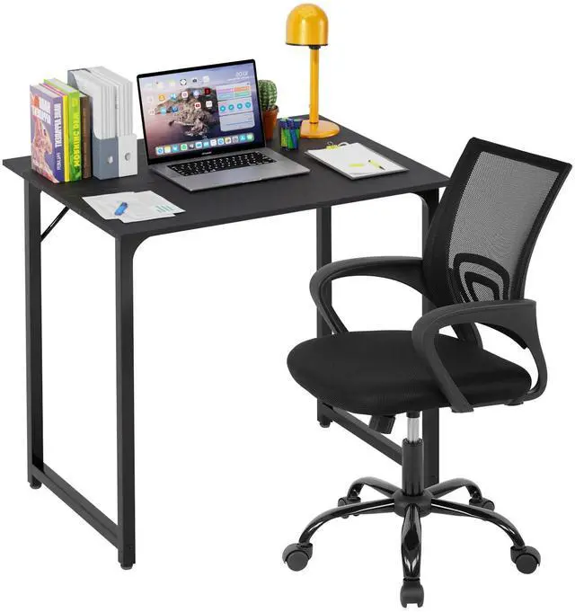 Main image of 32 Inch Home Office Desk and Chair Set,32 Inch Computer Desk with Ergonomic Height Adjustable Office Chair for Home Office,Black&Black