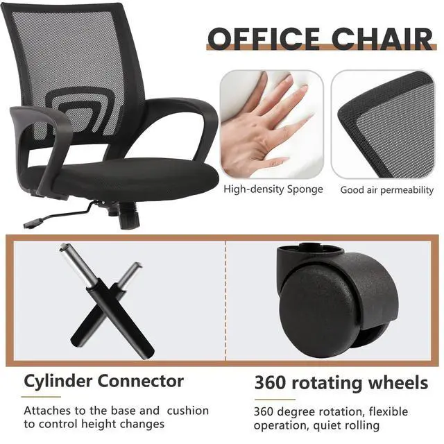 Alt view image 5 of 6 - 32 Inch Home Office Desk and Chair Set,32 Inch Computer Desk with Ergonomic Height Adjustable Office Chair for Home Office,Pink&Black