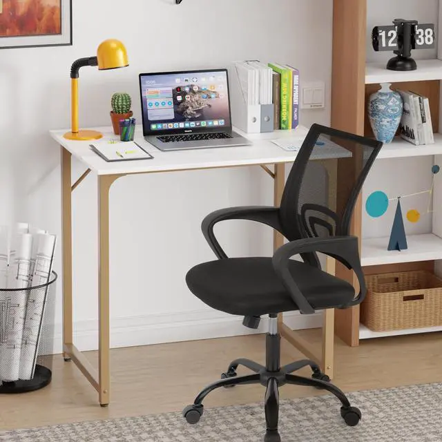 Alt view image 6 of 6 - 32 Inch Home Office Desk and Chair Set,32 Inch Computer Desk with Ergonomic Height Adjustable Office Chair for Home Office,White&Black
