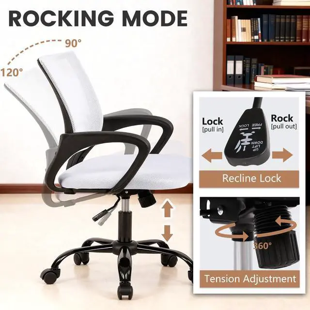 Alt view image 4 of 6 - 32 Inch Home Office Desk and Chair Set,32 Inch Computer Desk with Ergonomic Height Adjustable Office Chair for Home Office,Pink&White