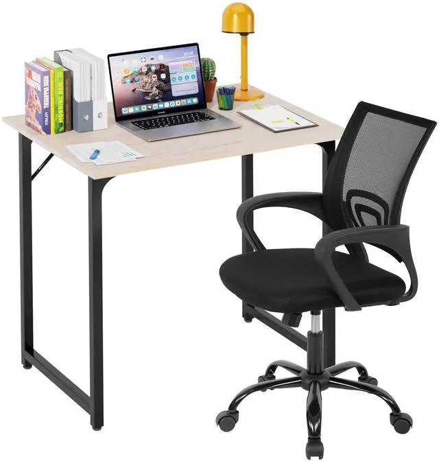 Main image of 32 Inch Home Office Desk and Chair Set,32 Inch Computer Desk with Ergonomic Height Adjustable Office Chair for Home Office,Nature&Black