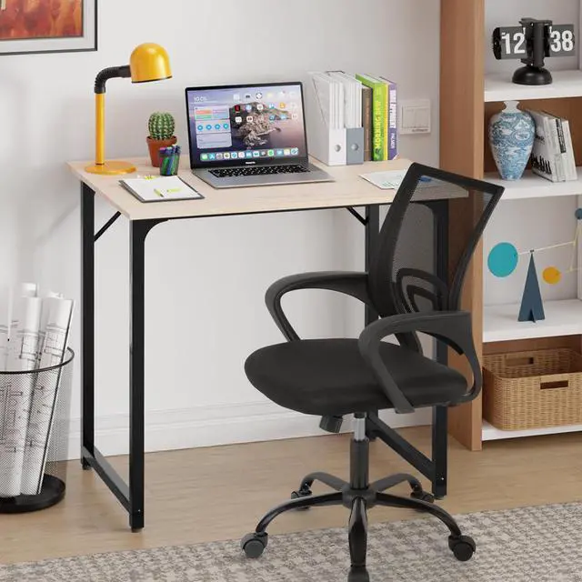 Alt view image 6 of 6 - 32 Inch Home Office Desk and Chair Set,32 Inch Computer Desk with Ergonomic Height Adjustable Office Chair for Home Office,Nature&Black