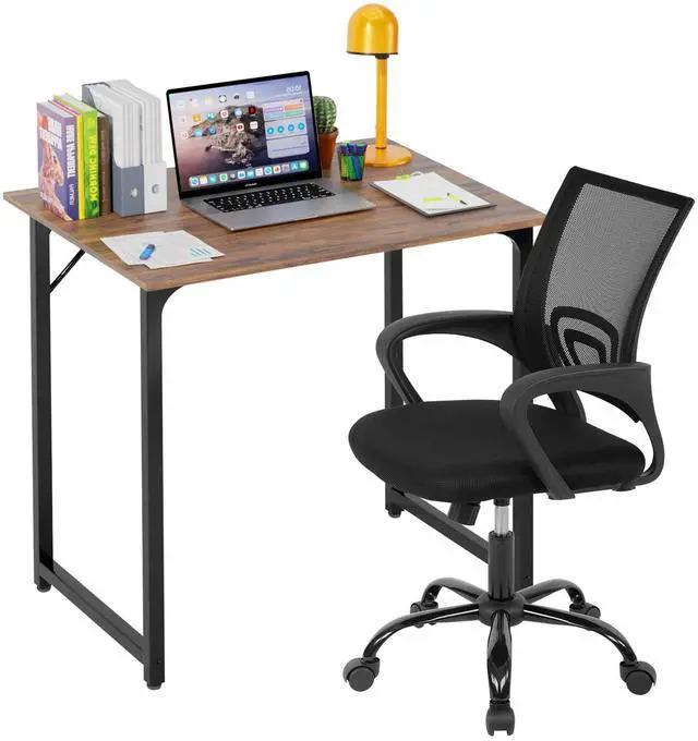 Main image of 32 Inch Home Office Desk and Chair Set,32 Inch Computer Desk with Ergonomic Height Adjustable Office Chair for Home Office (Vintage and Black)