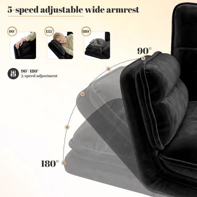 Alt view image 5 of 6 - Criss Cross Chair with Wheels, Fluffy Vanity Chair with 5-Gear Flip Armrests, Cross Legged Swivel Seat for Bedroom, Makeup Vanity, Home Office, Dorm, Black