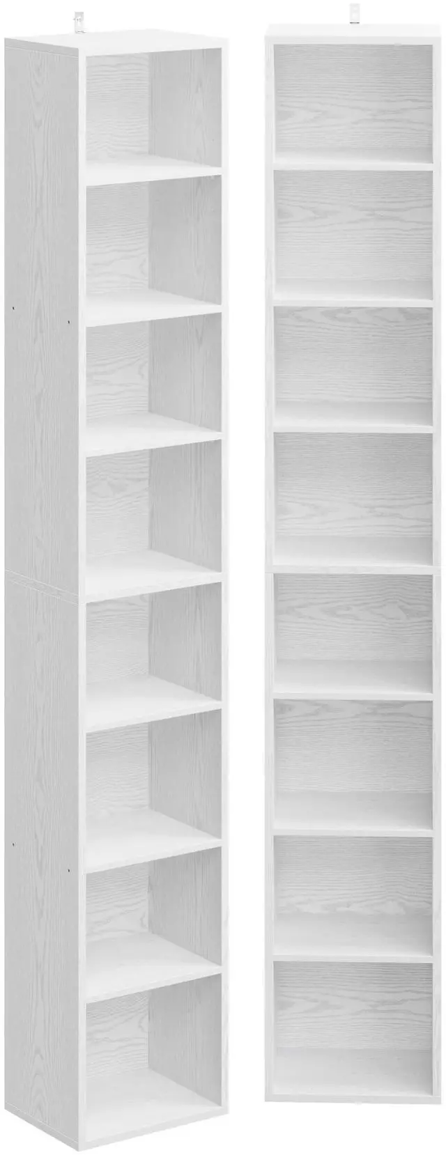 Main image of Tall Narrow Bookshelf 8 Tiers 71in Set of 2, Compact Corner Bookcase, Easy to Match for Living Room, Office, Study, Bedroom
