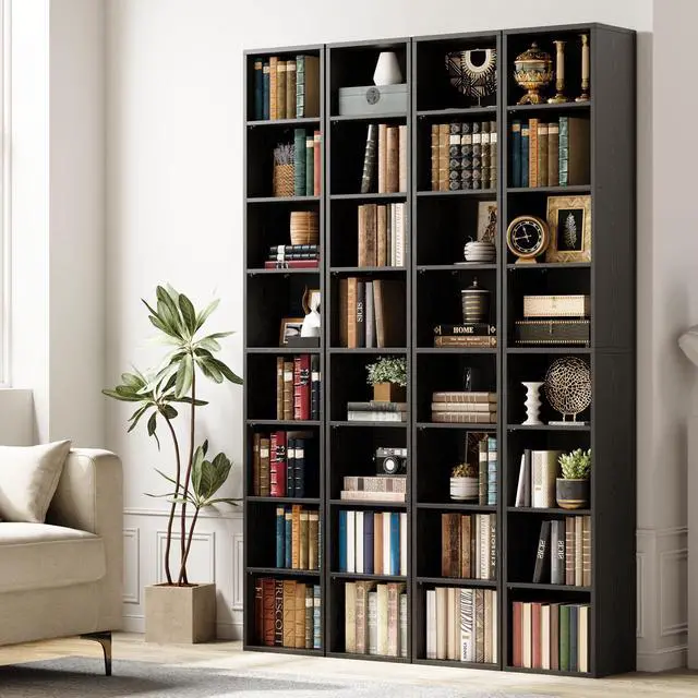 Alt view image 4 of 6 - Tall Narrow Bookshelf 8 Tiers 71in Set of 2, Compact Corner Bookcase, Easy to Match for Living Room, Office, Study, Bedroom