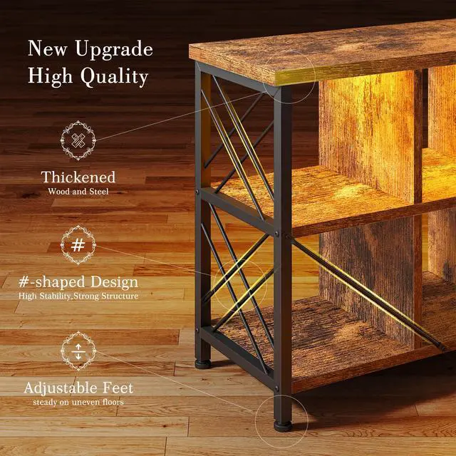Alt view image 6 of 6 - 8 Cube Storage Organizer with LED for Living Room, Rustic Brown | Charging Station, Home Organizer, Holds 245 LBS, Stable Cube Grid Frame