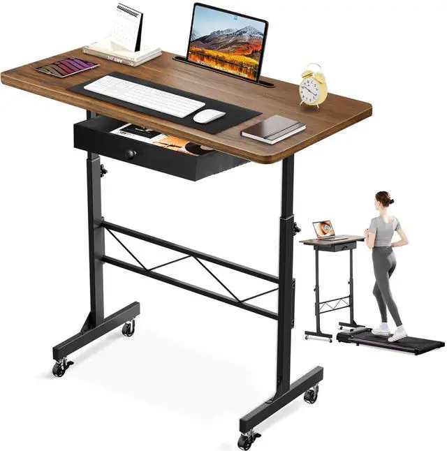 Main image of Small Standing Desk Adjustable Height Small Computer Desk Mobile Portable Rolling Laptop Table with Wheels 32" Computer Workstation Sit Stand Desks Portable Standing Table Treadmill desks