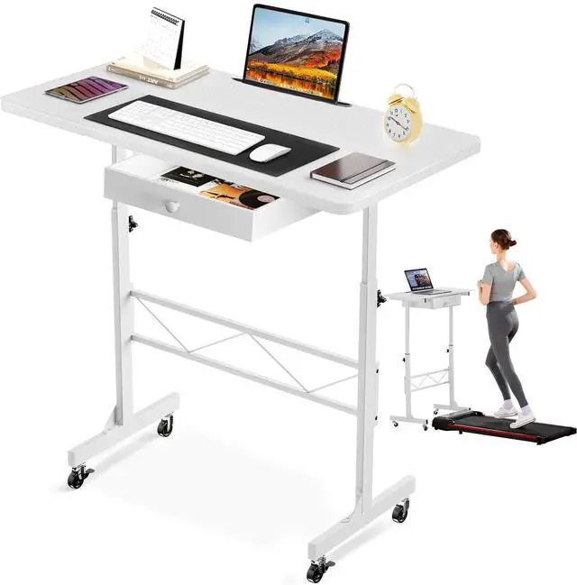 Main image of Small Standing Desk Adjustable Height Small Computer Desk Mobile Portable Rolling Laptop Table with Wheels 32" Computer Workstation Sit Stand Desks Portable Standing Table Treadmill desks