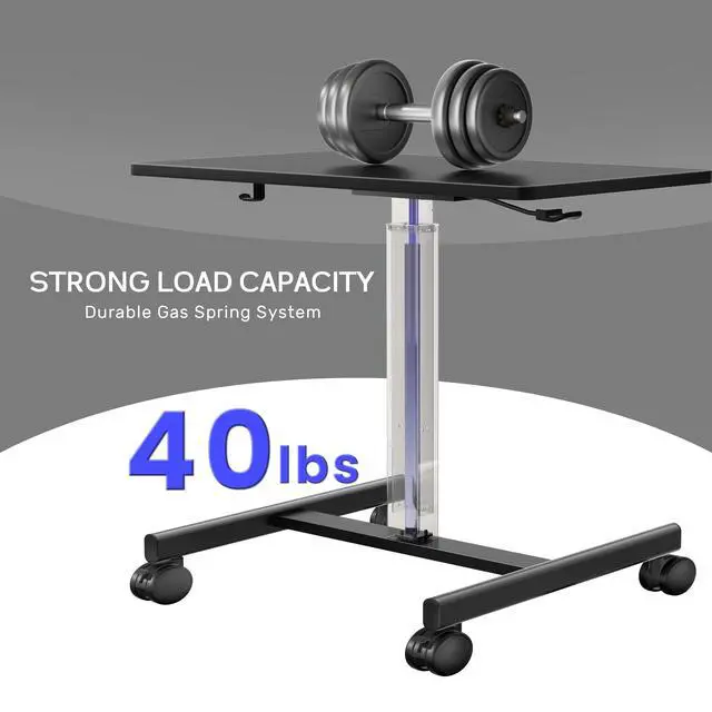 Alt view image 6 of 6 - Mobile Laptop Standing Desk Adjustable Height, Small Mobile Desk Workstation with Wheels, Portable Rolling Computer Desk Cart for Home Office Classroom (Black)