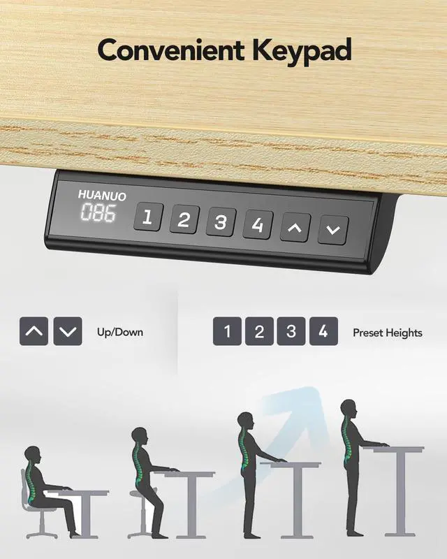 Alt view image 3 of 6 - Standing Desk Frame with 220lbs Powerful Brushless Motor, Double Crossbeam Structure, Thick Adjustable Desk Legs, for Max 35.4 x 86.6 Desktop, for Home Office, White Frame Only