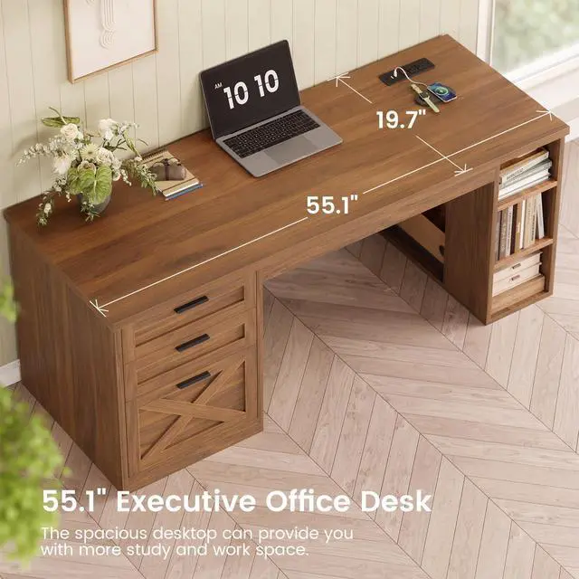 Alt view image 6 of 6 - 67" Farmhouse L Shaped Desk with Hutch