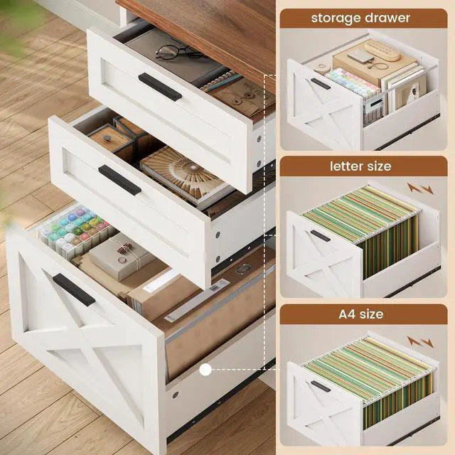 Alt view image 3 of 6 - 67" Farmhouse L Shaped Desk with Hutch