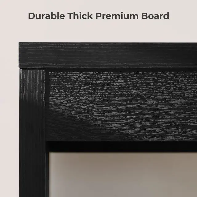 Alt view image 5 of 6 - Computer Desk Writing Table - 47-Inch Wooden Study Desk for Bedroom, Farmhouse Home Office Desk with Drawer, Boho Makeup Vanity Table for Dormitory (Black Oak, 1 Piece)
