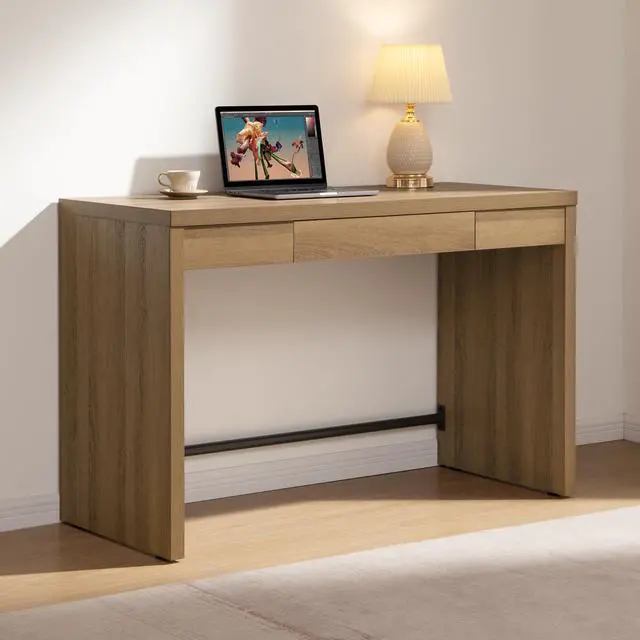 Main image of Computer Desk Writing Table - 47-Inch Home Office Executive Desk with Drawer, Farmhouse Study Desk with Storage,Boho Makeup Vanity Table for Bedroom Dormitory (Reclaimed Caramel Oak, 1 Piece)