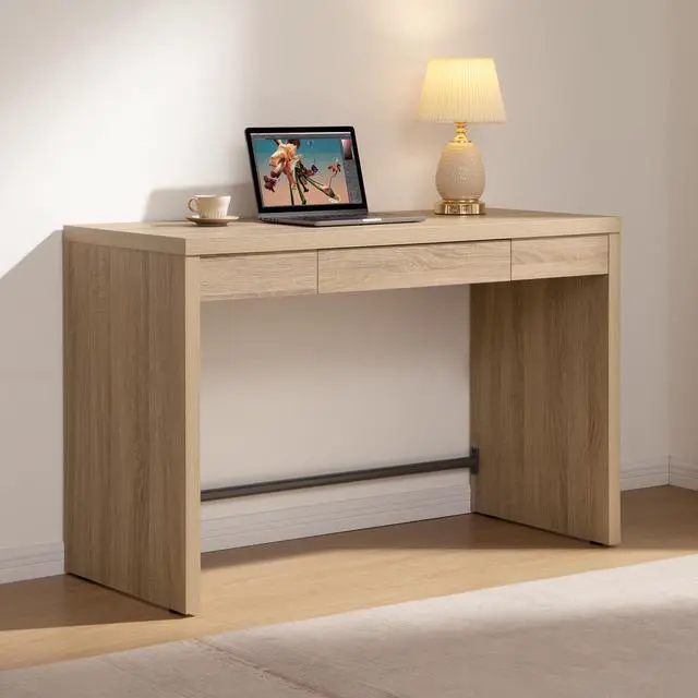 Main image of Computer Desk Writing Table - 47-Inch Wooden Study Desk for Bedroom, Farmhouse Home Office Desk with Drawer, Boho Makeup Vanity Table for Dormitory (Reclaimed Light Oak, 1 Piece)