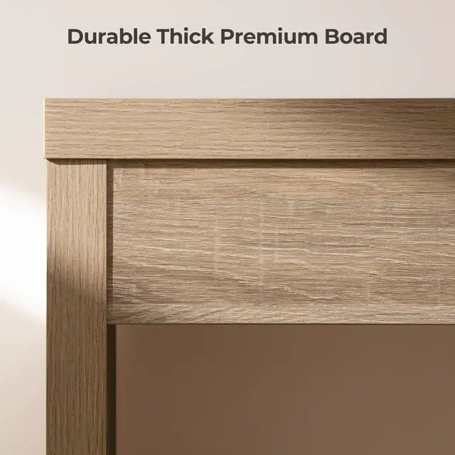 Alt view image 5 of 6 - Computer Desk Writing Table - 47-Inch Wooden Study Desk for Bedroom, Farmhouse Home Office Desk with Drawer, Boho Makeup Vanity Table for Dormitory (Reclaimed Light Oak, 1 Piece)
