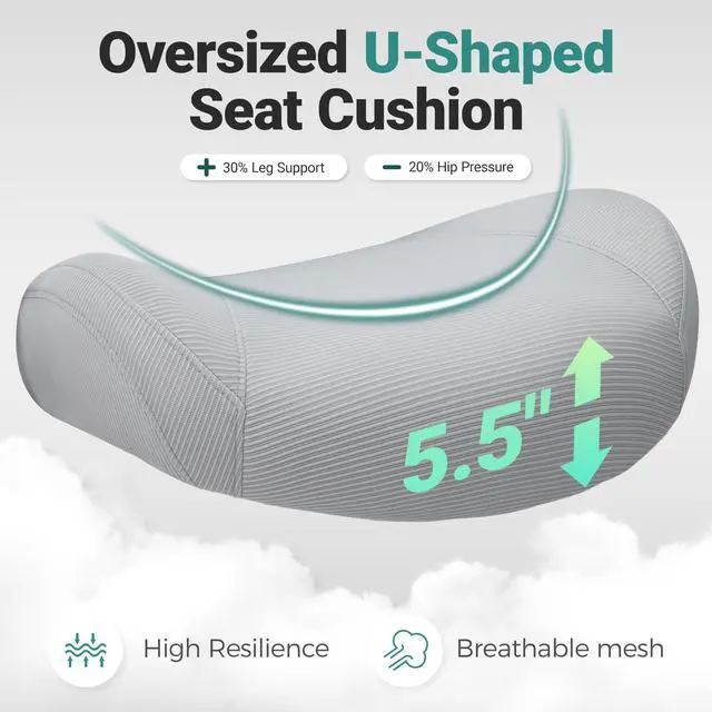 Alt view image 4 of 6 - Big and Tall Home Office Desk Chair 400lb Capacity for Heavy People, Ergonomic Wide Mesh Desk Chair with Stepless Recline & Lock, 5.5" Thick Cushion, High Back, Adjustable Height & Armrests