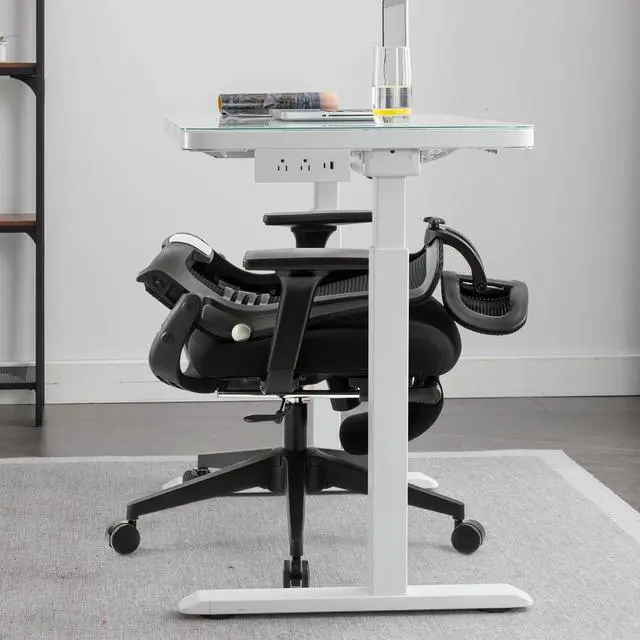 Alt view image 2 of 6 - Foldable Office Chair with Foot Rest, Ergonomic Office Chair with Adjustable Lumbar Support, Headrest, Armrest, Home Office Desk Chairs for Space Saving, Work from Home, Black