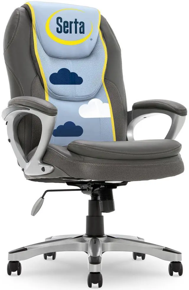 Main image of Amplify Executive Office Chair with Faux Leather and Mesh, Adjustable Ergonomic Comfy Seat with Lumbar Support, Modern Computer DeskChairs, Swivel Rolling Wheels, Duo Gray