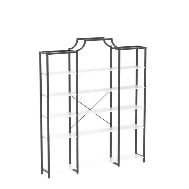 Alt view image 4 of 6 - Triple Wide 5-Tier Bookshelf, 70.87" L x 79.13" H Extra Large Bookcase, Tall Open Etagere Display Shelf with Metal Frame, Freestanding Modern Storage Shelves for Home Office, Black&White
