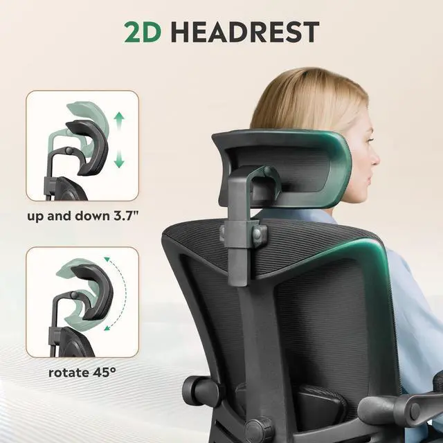 Alt view image 6 of 6 - Ergonomic Mesh Office Desk Chair with Footrest, Comfrotable Big and Tall Reclining Computer Chair with Adjustable Lumbar Support, Backrest Adjustable, High Back SGS Class 4 Gas Lift, Black