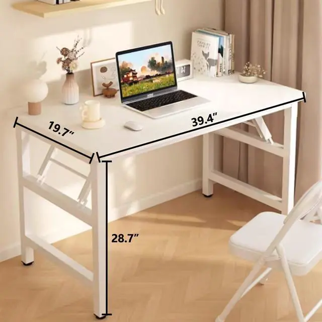 Alt view image 2 of 5 - Folding Desk,39.4 Inch No Assembly Folding Computer Desk, Space-Saving Small Desk for Home Office Bedroom Dorm Study, Compact Portable Foldable Laptop Desk