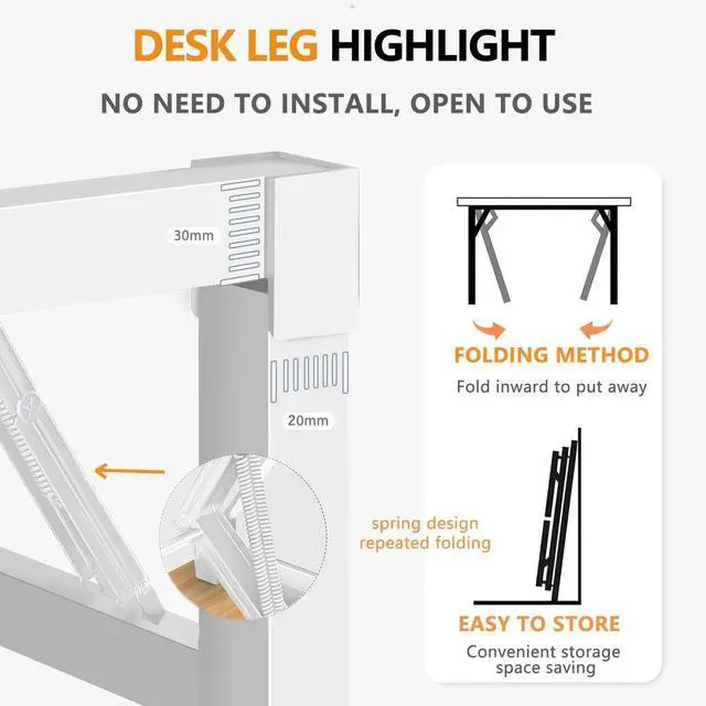 Alt view image 4 of 5 - Folding Desk,31.5 Inch No Assembly Folding Computer Desk, Space-Saving Small Desk for Home Office Bedroom Dorm Study, Compact Portable Foldable Laptop Desk