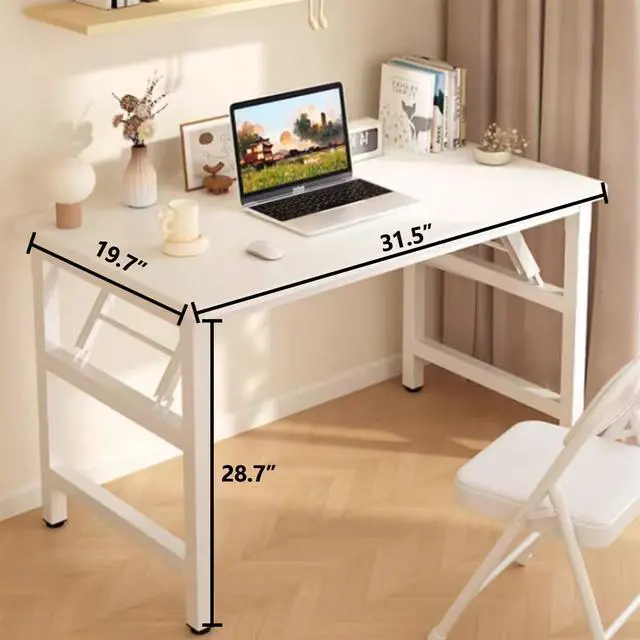 Alt view image 2 of 4 - Folding Desk,31.5 Inch No Assembly Folding Computer Desk, Space-Saving Small Desk for Home Office Bedroom Dorm Study, Compact Portable Foldable Laptop Desk
