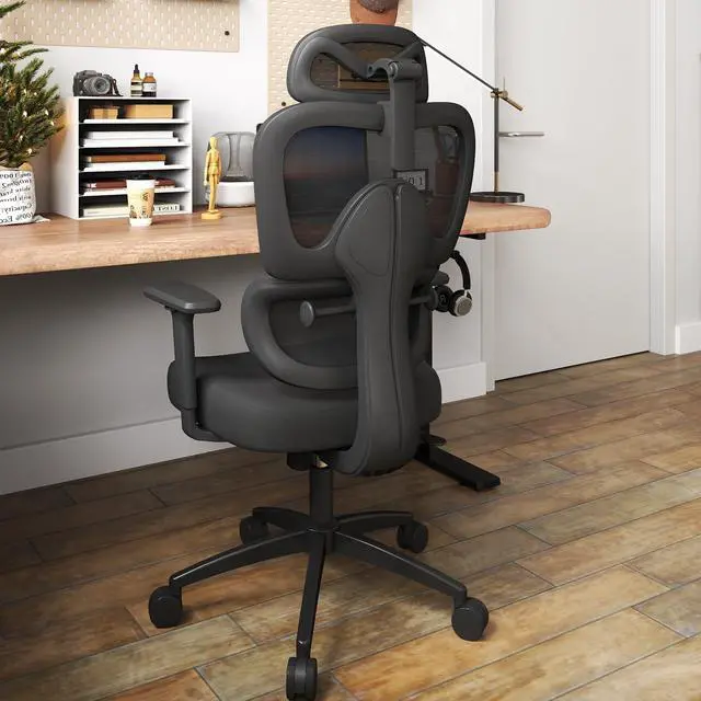 Main image of Ergonomic Office Chair with Adjustable Lumbar Support, 3D Arms and Headrest, High Back Wide Desk Computer Chair with Wheels, for Home & Office, Black