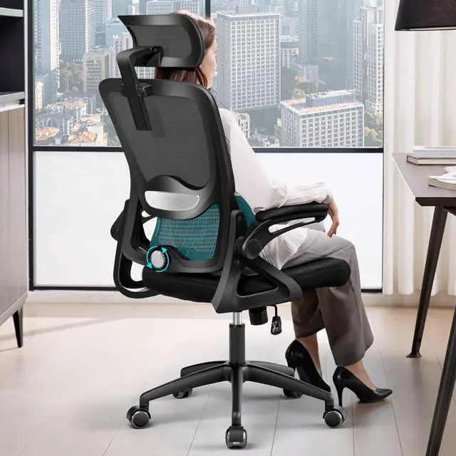 Main image of Ergonomic Office Chair,Mesh Office Chair with Lumbar Support,High Back Desk Chair with Flip-up Arms,400 lbs Big and Tall Computer Chair with Headrest,Comfy Desk Chairs