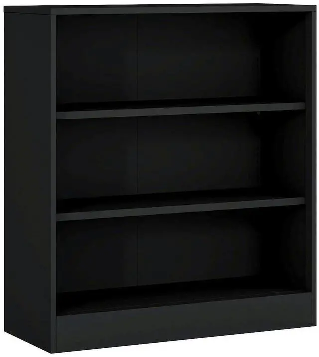 Main image of Metal Open Bookcase, 3-Tier Bookshelf with Adjustable Shelves, Black Small Bookcase for Small Places, Curio Cabint Display Case for Home Office, Library, Living Room