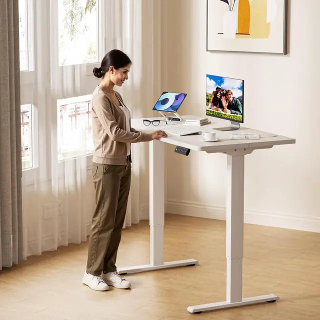 Alt view image 2 of 6 - 330lbs Dual Motor Standing Desk Frame for 43.3 to 70.8 Desktop, Electric Adjustable Legs with Memory Presets, Stand Up Desk Frame Workstation for Home Office, White Frame Only